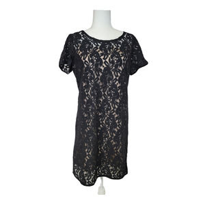Loft Size 8 Short Sleeve black Lace cocktail Dress